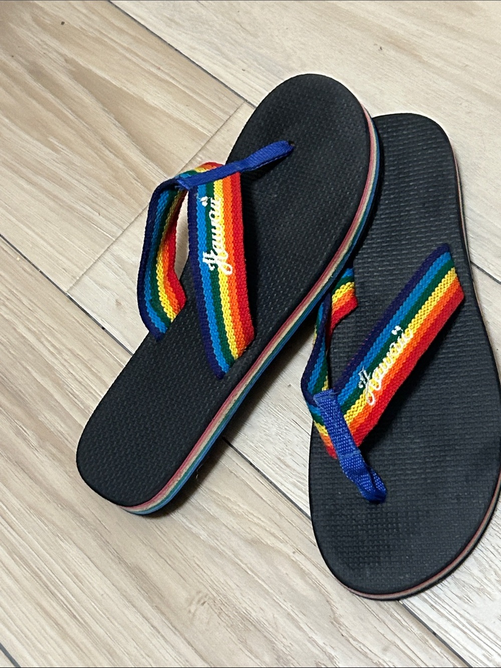 Vintage 1980s Hawaii Rainbow Foam Flip-Flop No Size Tag Estimated Mens Size 9/10 - Picture 2 of 3